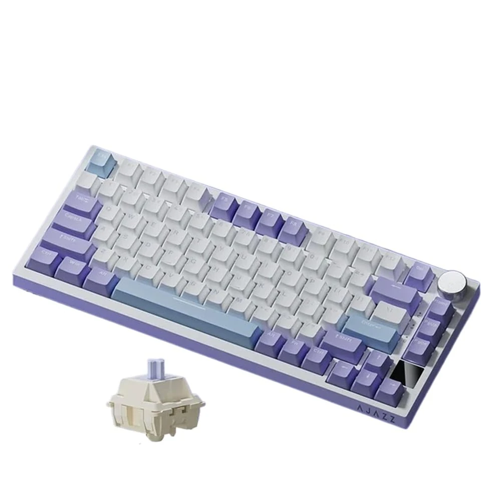 Wireless Bluetooth Mechanical Gaming Keyboard Custom Hot-Swappable Waterproof RGB Backlit 3-Mode Compatible With Ak820pro(Purple White)