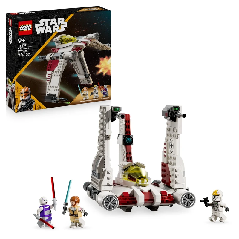 LEGO Star Wars 75432 V-19 Torrent Starfighter Building Toy - 3 Minifigures incl. Obi Wan Kenobi & Asajj Ventress with Lightsabers - Gift for 9+ Year Old Boys & The Clone Wars Fans