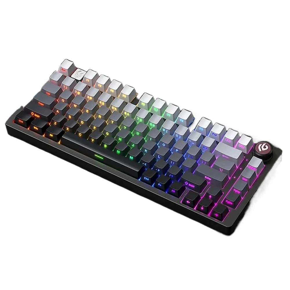 Wired RGB Backlit Mechanical Gaming Keyboard With Aluminum Gasket Design 81 And Knob Compatible With PC Gamers(Gradient Grey)