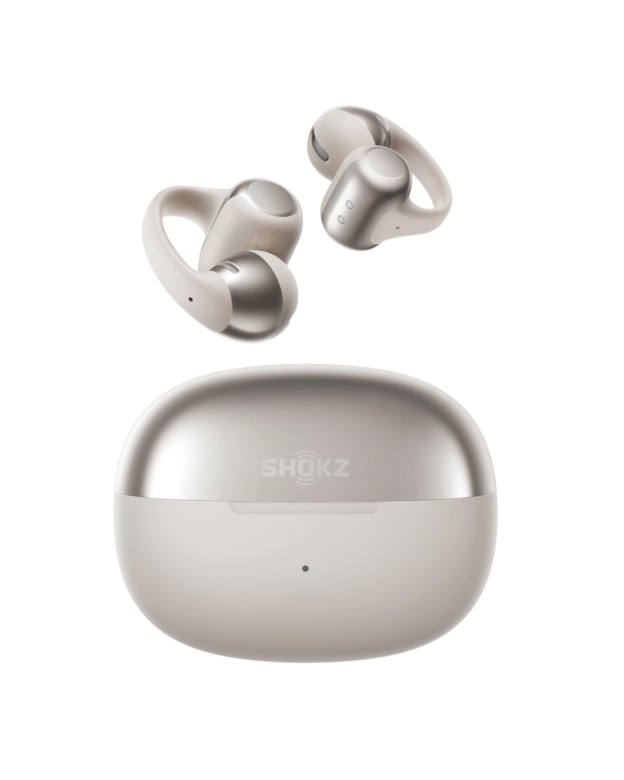 SHOKZ OpenDots ONE Open Ear Headphones, Premium Dolby Audio 6.5g Clip On Earbuds 40 hrs Playtime, Bluetooth 5.4, Wireless Earphones with Mic, Fast Charging, IP54, with Cleaning Cloth, Commuting- Grey