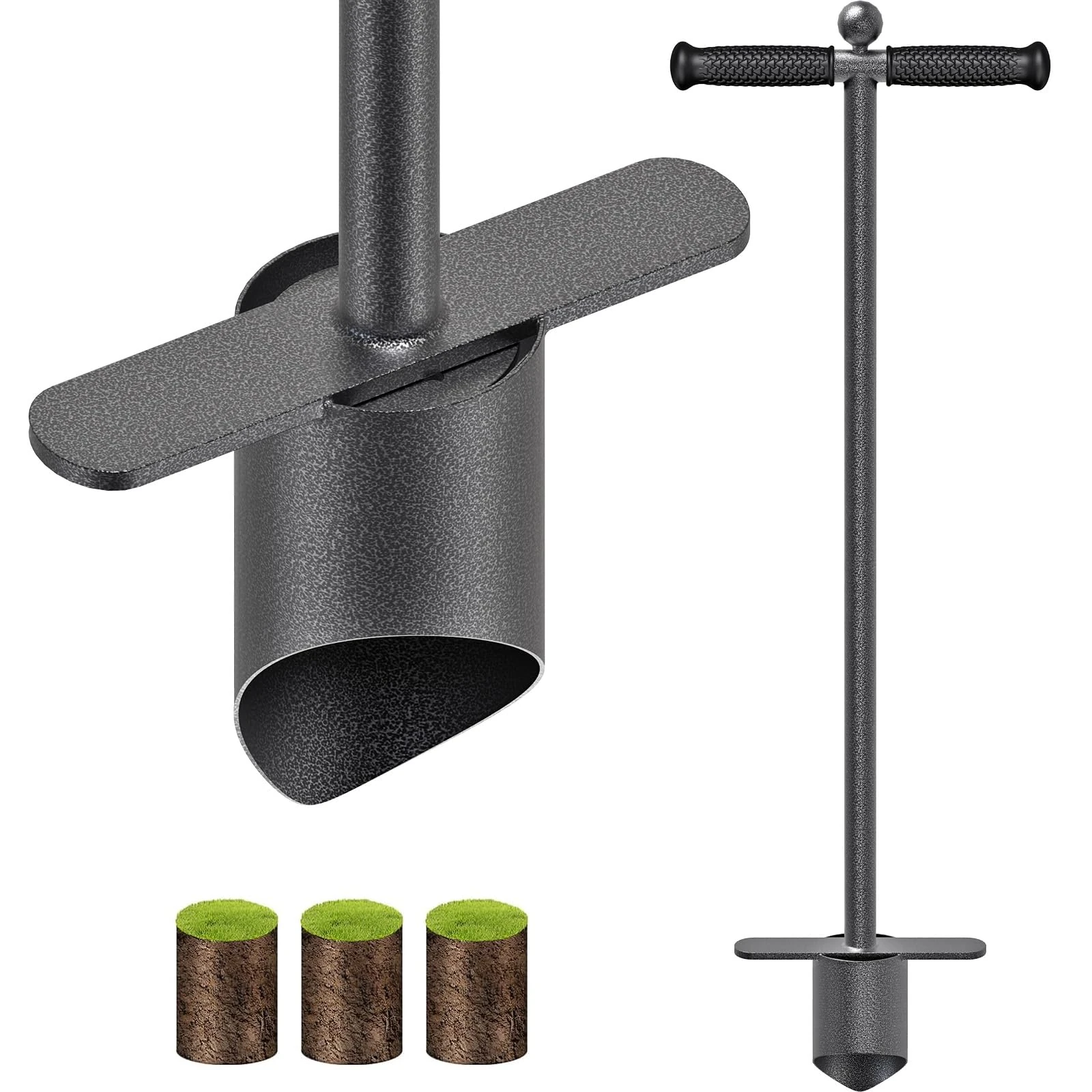 BeneLabel Bulb Planter, 87cm Long Handle Bulb Transplanter Lawn Flower Planting Tool 11.5cm Depth Sod Plugger Nib Shape Tulip Daffodil Garden Multitool with Push Rod Release for Compacted Soil