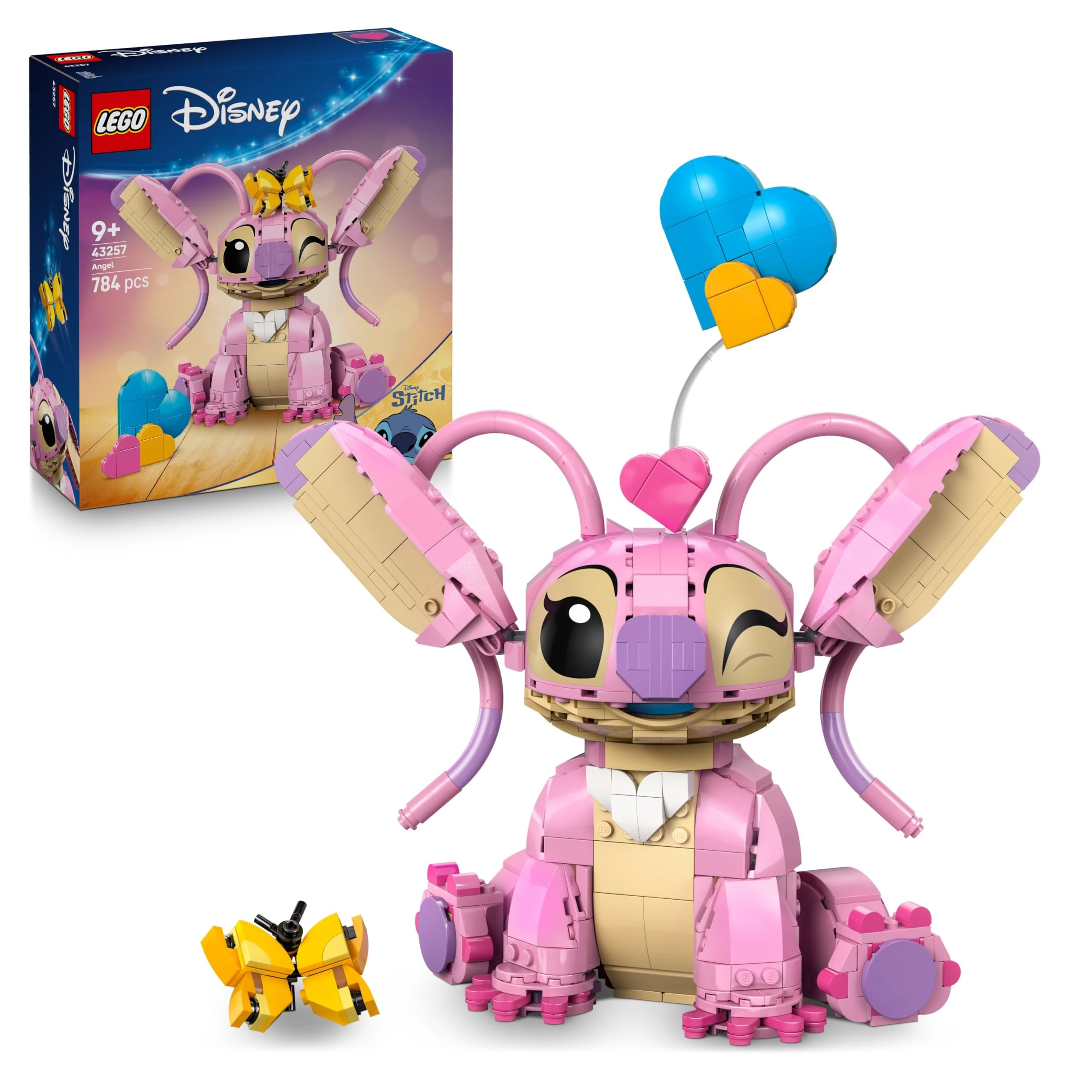 LEGO | Disney Angel - Lilo & Stitch Building Toy - Brick Built Display Figure with 3 Heart Balloons & a Butterfly - Gift for 9+ Year Old Girls, Boys and Adult Fans - 43257