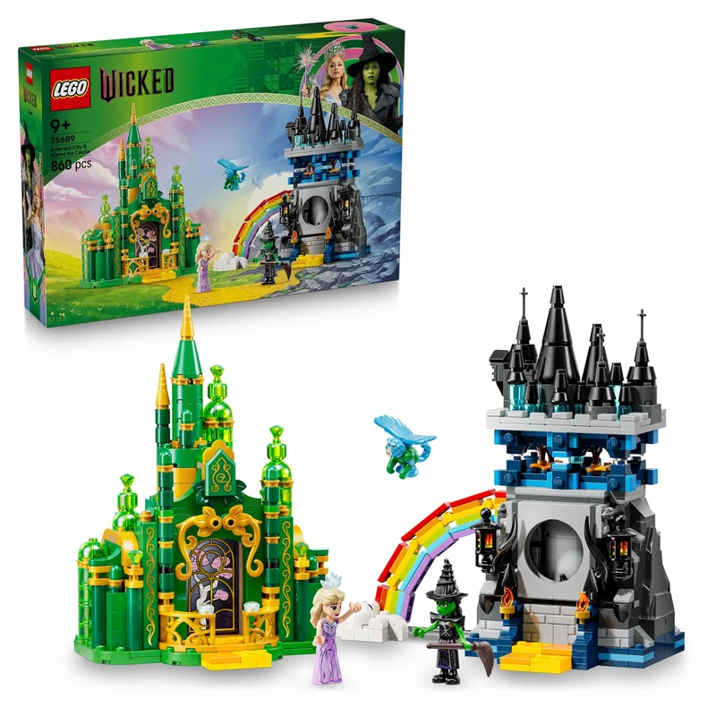 LEGO Wicked Emerald City & Kiamo Ko Castle Toy - Play & Display Model - incl. Elphaba & Glinda Mini Dolls, plus a Monkey & Accessories - Gift for 9+ Year Old Girls & Movie Fans - 75689