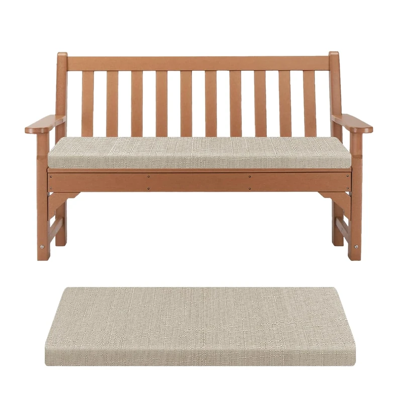 Kimgull Bench Cushion Indoor Seat Pad with Zipper Removable Rectangular Seat Cushion for Garden Dining Patio Shoe Bench (120X30X8CM Taupe)