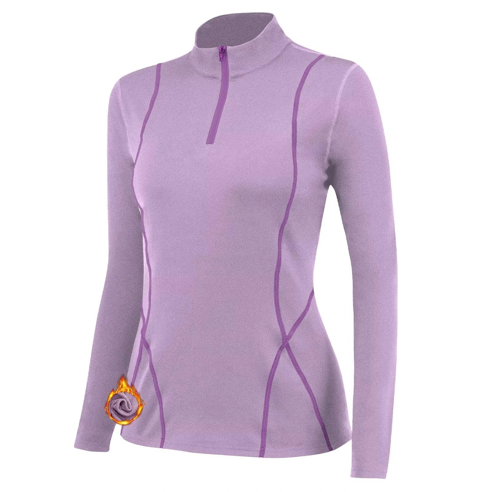 TERODACO Thermal Base Layer Women Warm Wicking Half Zip Ski Thermals with Micro Fleece Long Sleeve Ladies Thermal Tops for Running Hiking Cycling Soft Soft Quick Dry Breathable 02513 Pink XS