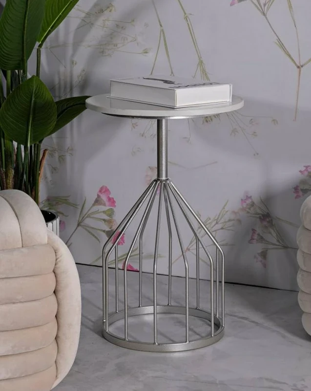 Dmora - Coffee table Lepenci, Low coffee table, Magazine rack for sofa, Living room shelf, 38x38 h58 cm, Silver