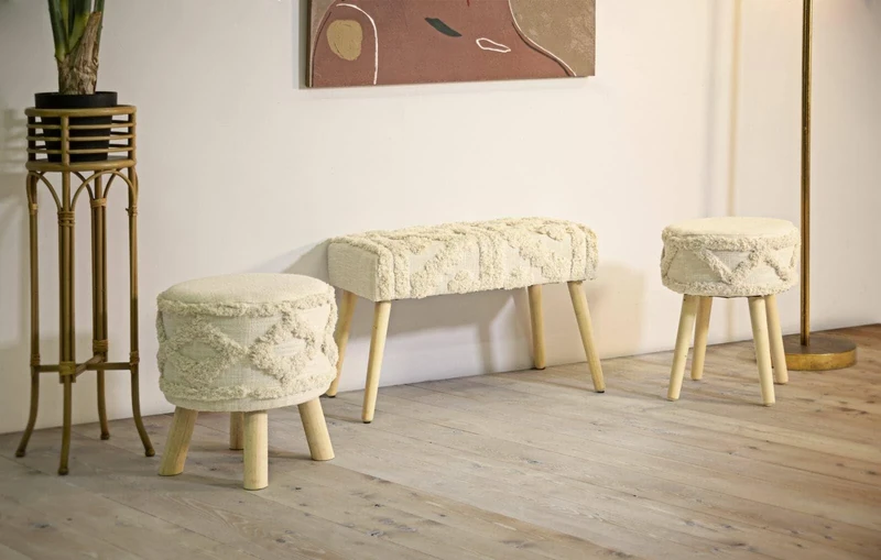 Dmora - Stool Bergeggi, High chair, Chair without backrest, Adjustable seat, White, 35x35 h40 cm