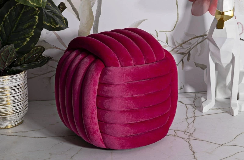 Dmora - Pouf Karori, Multipurpose armchair, Bedside bench, Footstool pouf, 45x45 h45 cm, Fuchsia