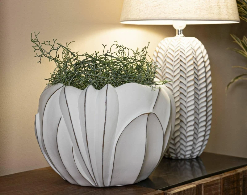 Dmora - Vase Paranapanema, Decorative item, Decorative article, Decorative accessory, 35x35 h24 cm, White - Image 1