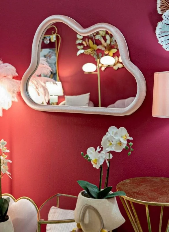 Dmora - Mirror Besnate, Mirror, Wall furnishing item, Mirror decoration, 90x4 h60 cm, Pink