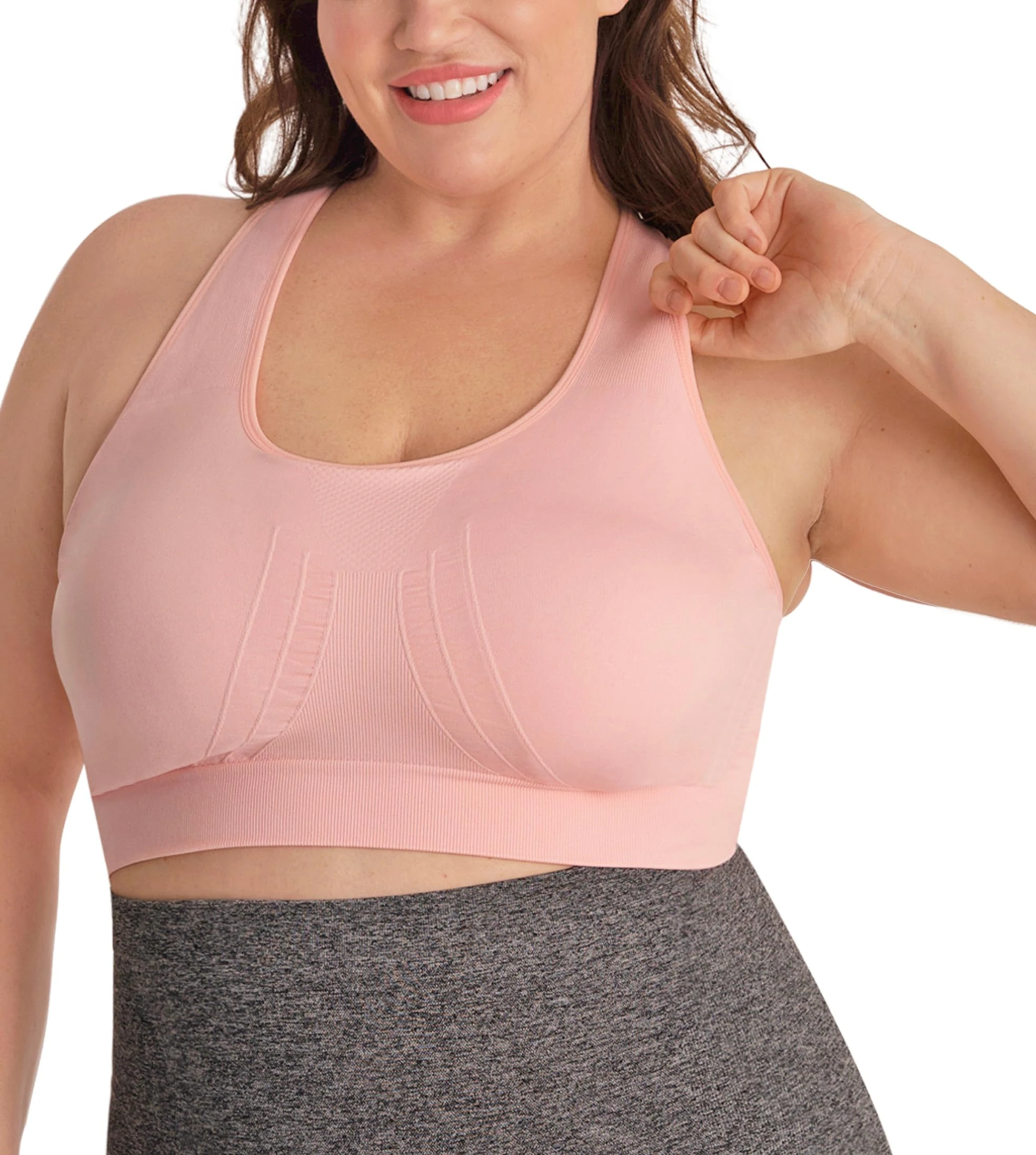 Conturve Seamless Racerback Sports Bra - Sports Bras for Women - Sports Bra - Womens Workout Tops - Wireless Bra Blush Pink