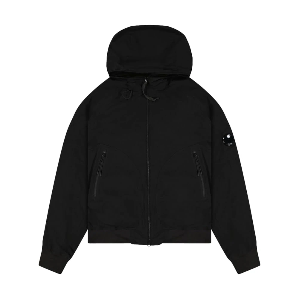 C.P. COMPANY Pre-loved, Black Pro-Tek Lens Sleeve Hooded Jacket, L