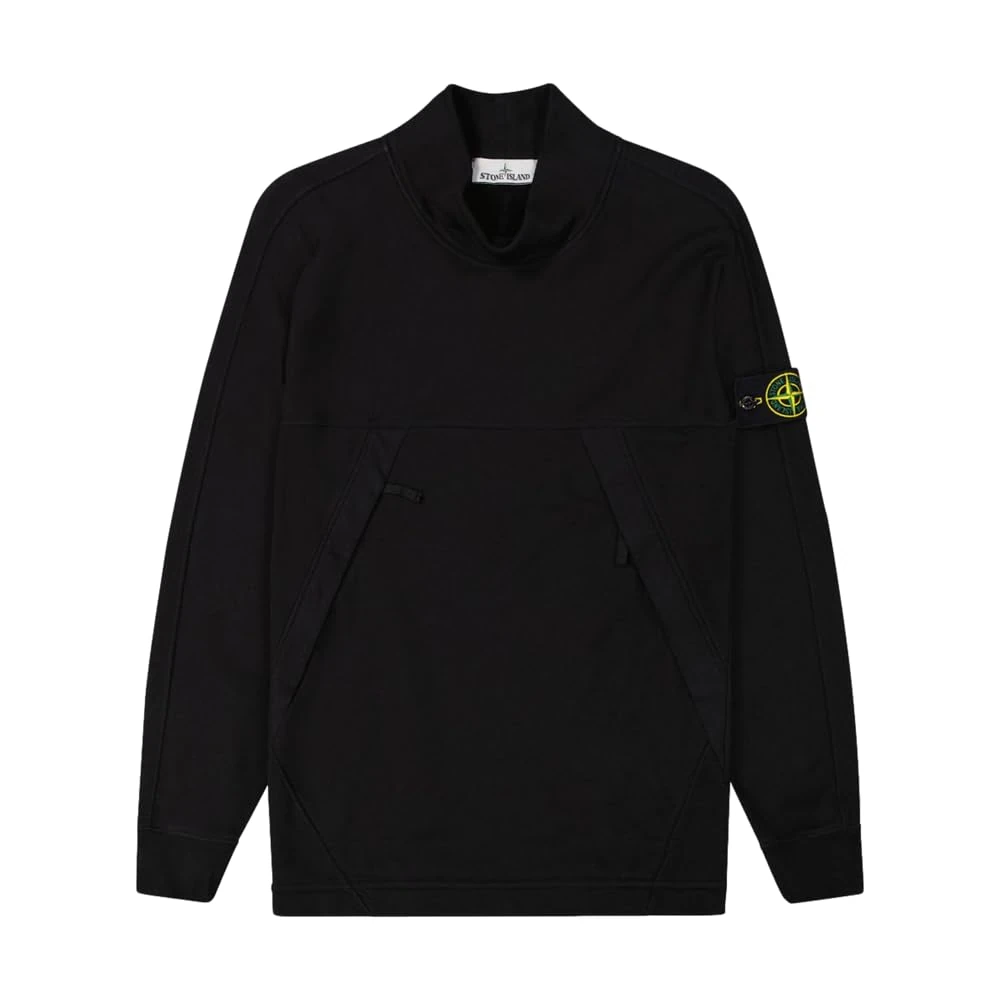 Stone Island Pre-loved, Black Mock Neck Sweatshirt, S