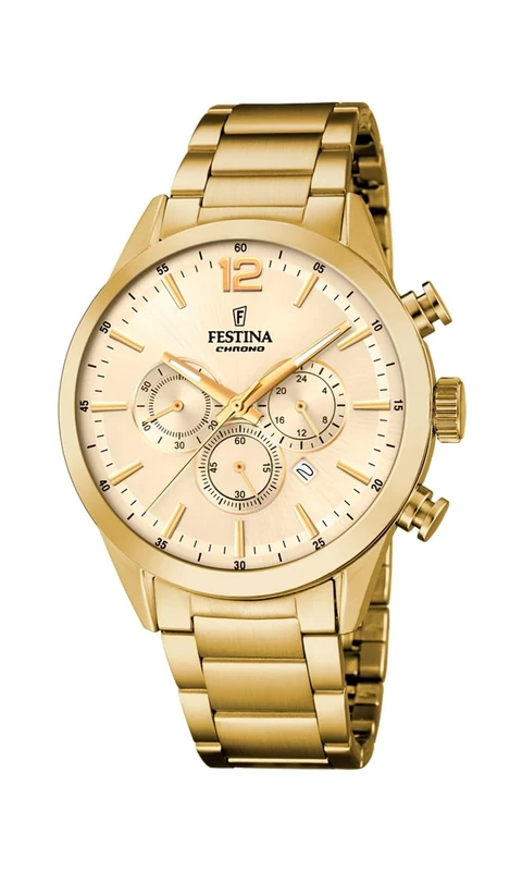Festina Mens Gold PVD-Plated Chronograph Watch with Steel Bracelet F20633/4