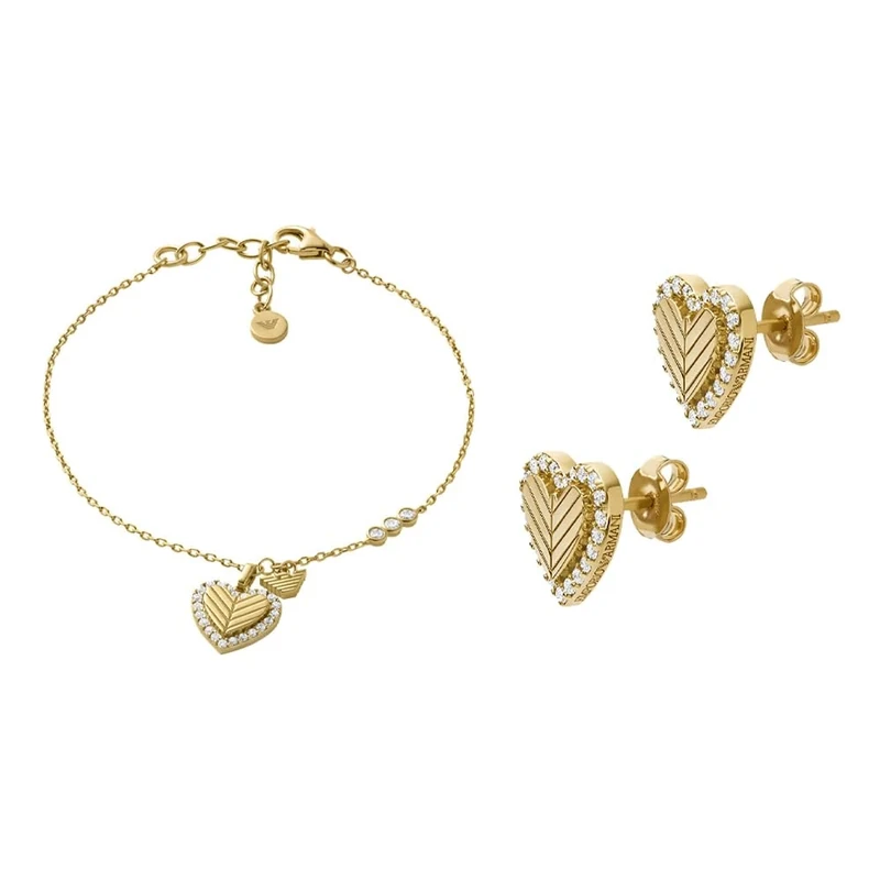 EMPORIO ARMANI Women's Gold-Tone Sterling Silver Bracelet and Earrings, Set