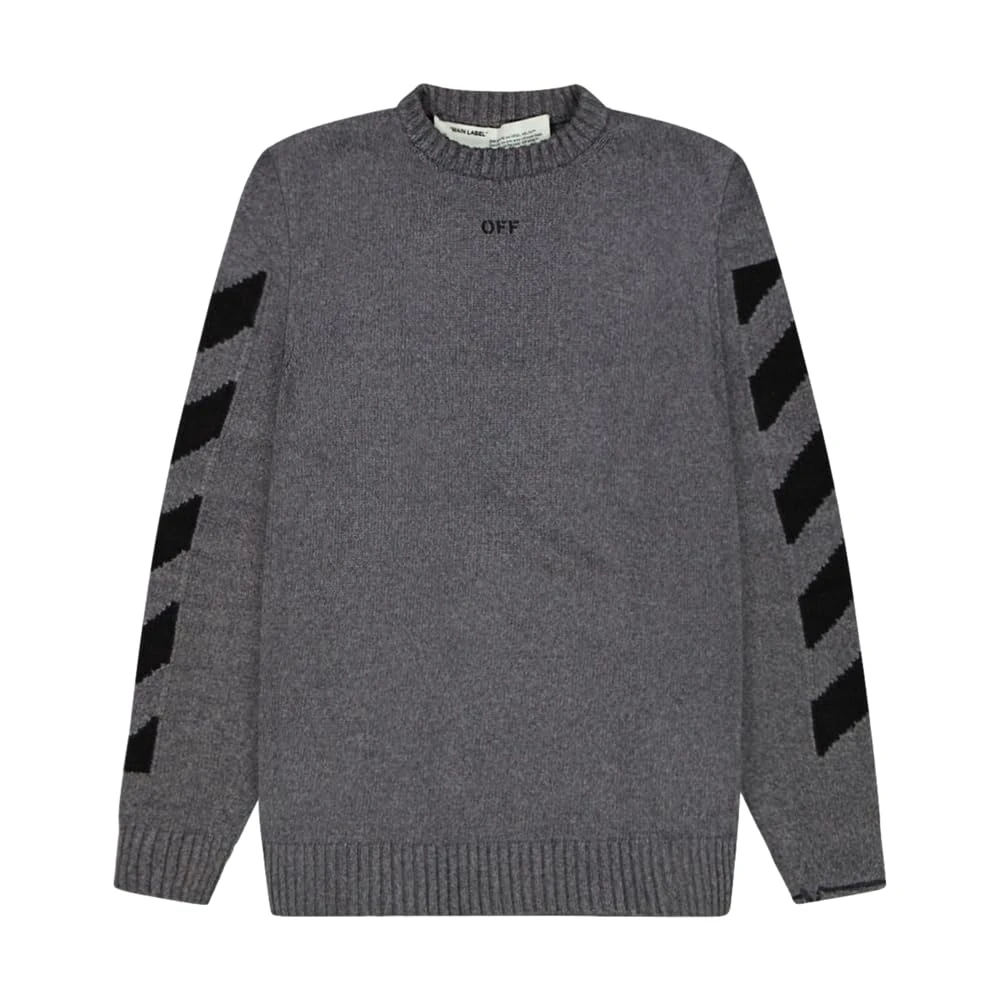 Off White Pre-Loved, Grey Diag Knit Sweater, XS