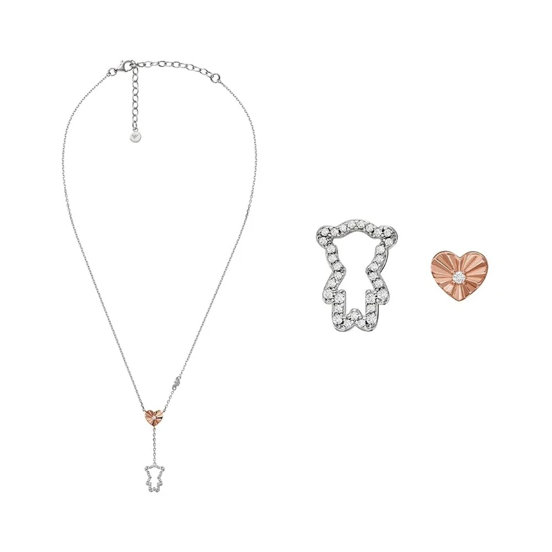 EMPORIO ARMANI Women's Silver-Tone Sterling Silver Necklace and Earrings Two-Tone, Set