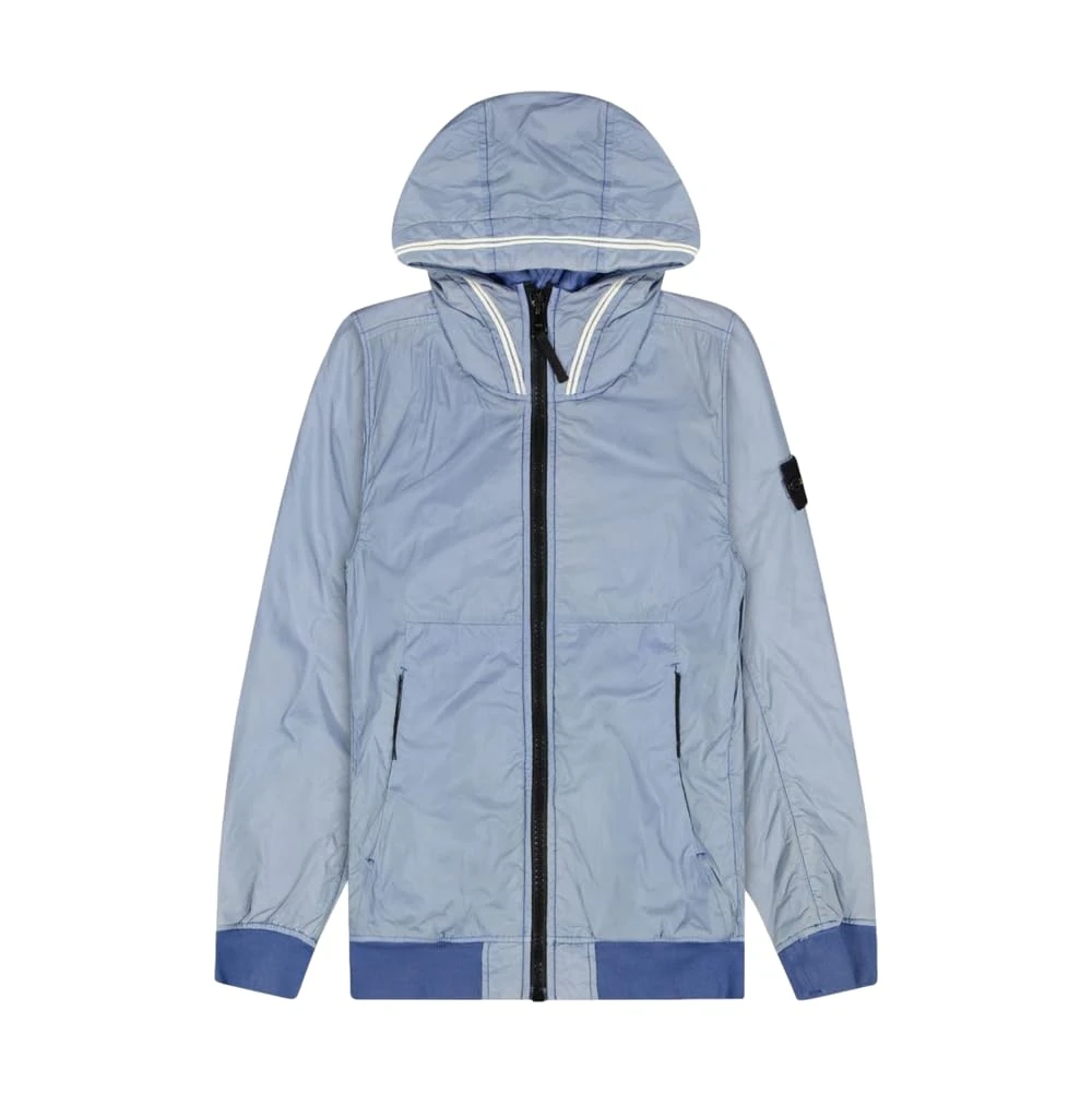 Stone Island Pre-loved, Blue Crinkle Reps Hooded Jacket, S