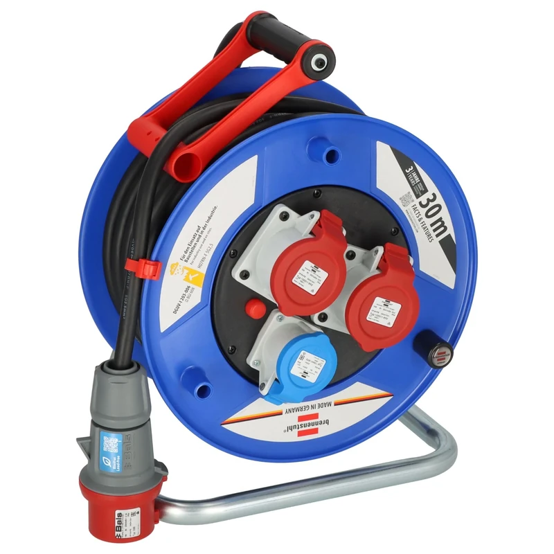 Brennenstuhl Garant CEE IP44 Industrial/Construction site Cable Reel (30m Cable in Black, Special Plastic, Construction site use and Permanent Outdoor use, Made in Germany)
