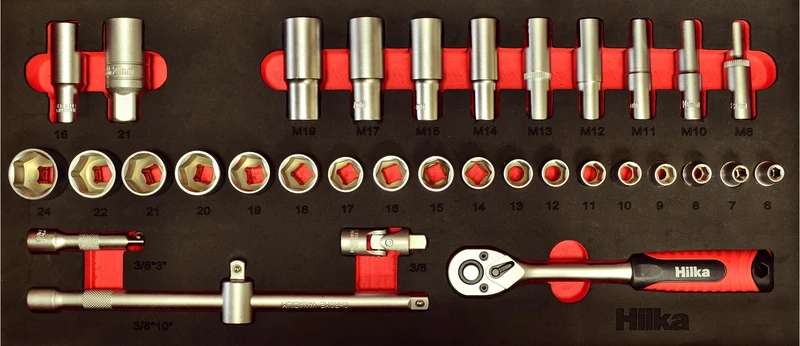 Hilka 02393438 34 PCE 3/8" Drive EVA Socket Set Metric