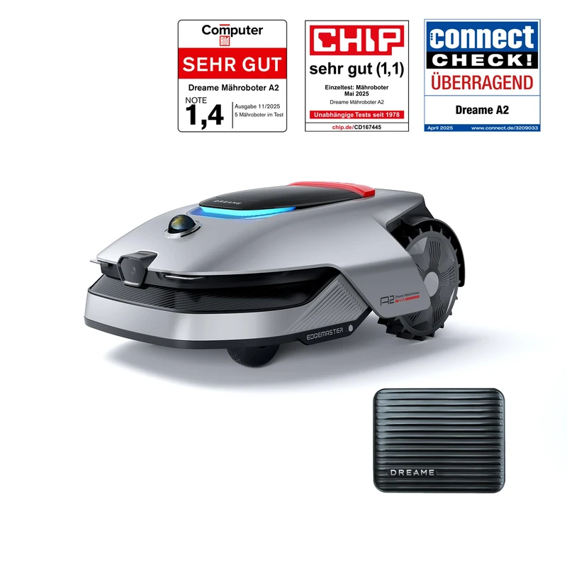 DREAME A2 Robotic Lawn Mower, Obstacle Avoidance by AI OmniSense 2.0, Automatic Boundary Setting, Dual Fusion Mapping, EdgeMaster Cutting System, for Slopes up to 26.5°