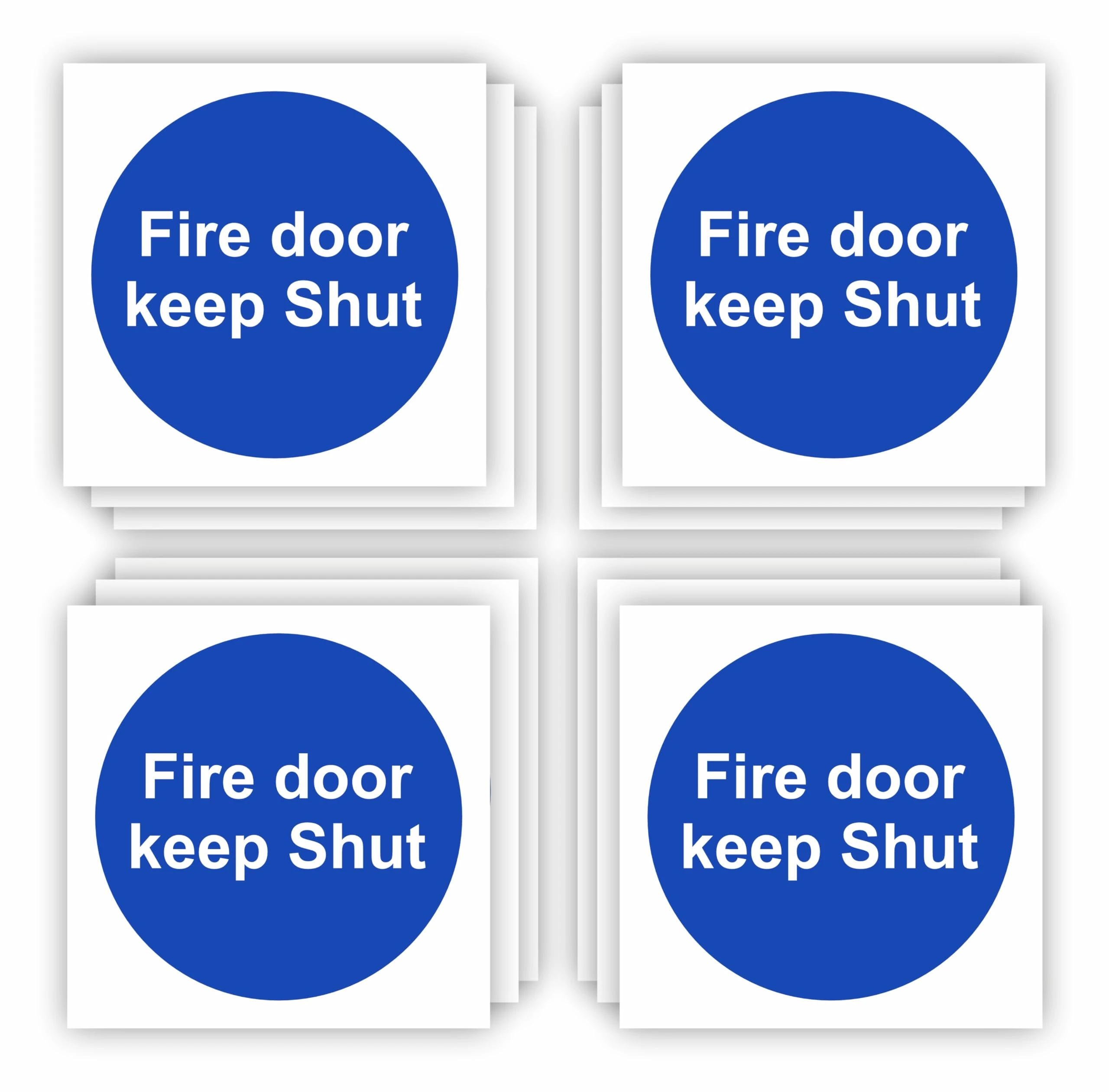 Conjured Fire Door Keep Shut Signs 12-Pack (Square Shaped) Self-Adhesive Signs/Vinyl Decal Stickers with Strong But Removeable Adhesive