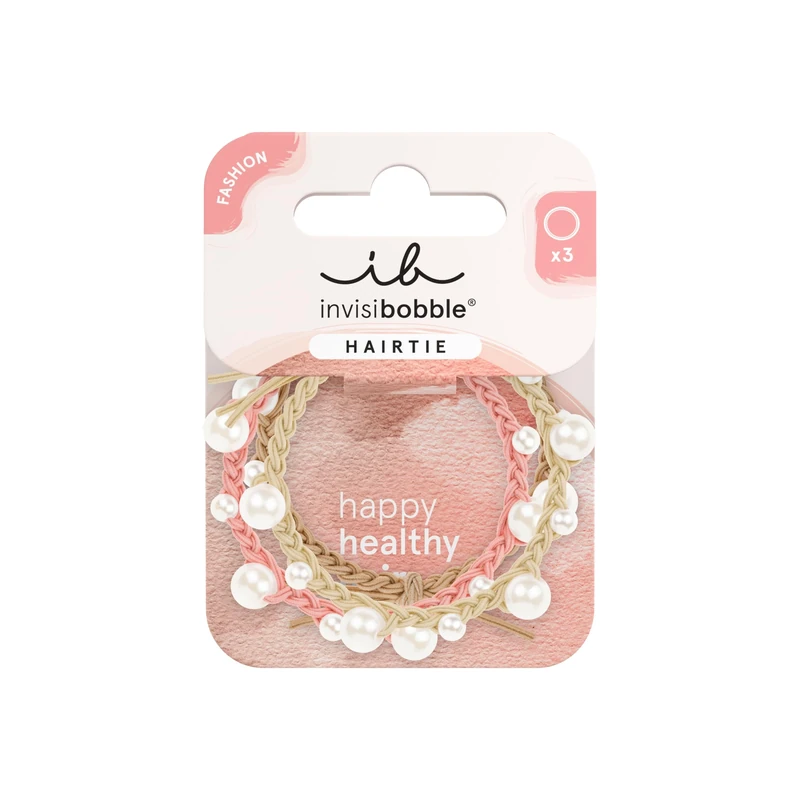 invisibobble - HAIR TIE Princess Pearl - Set of 3 Spiral Hair Bobbles with Pearls for Elegant Hairstyles - Hair Bobbles for Women and Girls - Trendy Look, Secure Hold Healthy Hair