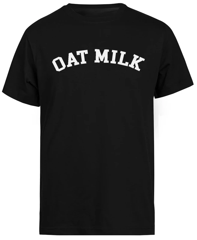 Jinbetee Oat Milk Urban Outfitters Aesthetic Men's Black Short Sleeve T-Shirt, Black, S