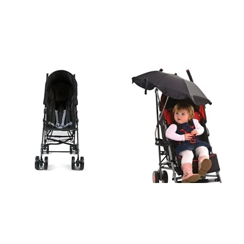 Red Kite Baby Push Me 2U Lightweight Stroller (Midnight) & Red Kite Universal Parasol with Multi Clamp (Black)