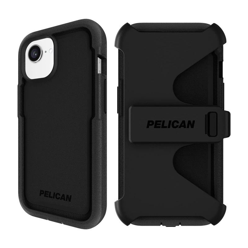 Pelican Voyager iPhone 16E (2025) / 15/14 / 13 Phone Case [Compatible with MagSafe] w/ 18ft Military-Grade Drop Protection - Heavy Duty Cover with Belt Clip Holster for iPhone 16E (2025) - Black - Image 1