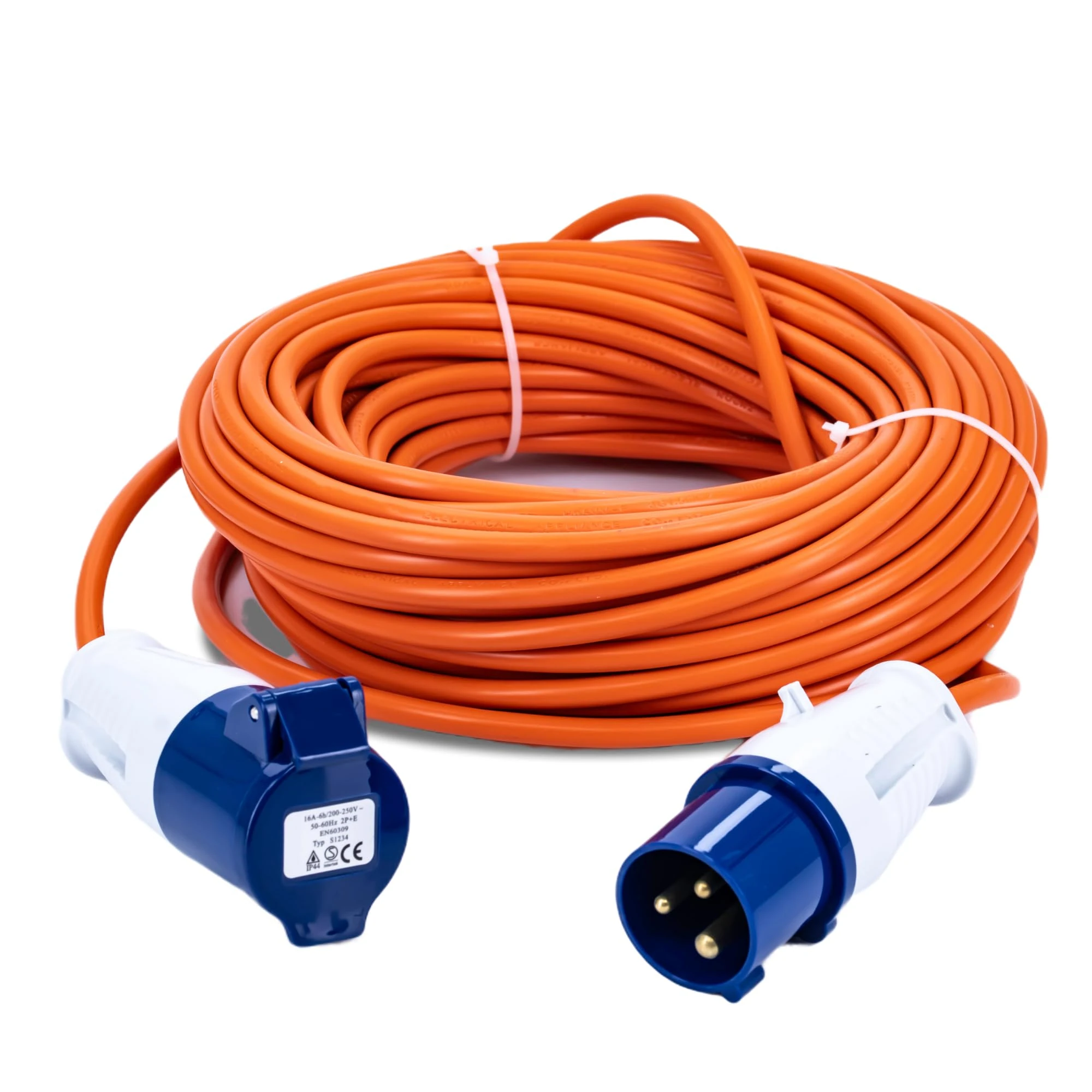 Status 25M Extension Lead, 16A/230V, 1.5mm Orange Cable, IP44 Weatherproof – Ideal for Camping, Caravans, Motorhomes & Construction Sites (25M16A1.51PK4)