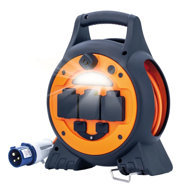 Status 5-in-1 15M Cable Reel, 3 Sockets, USB-A & USB-C Ports, 25A RCD, 10A Circuit Breaker, IP44 Weatherproof – Ideal for Camping, Caravans, Motorhomes & Construction Sites (15M10ACR1PK3)