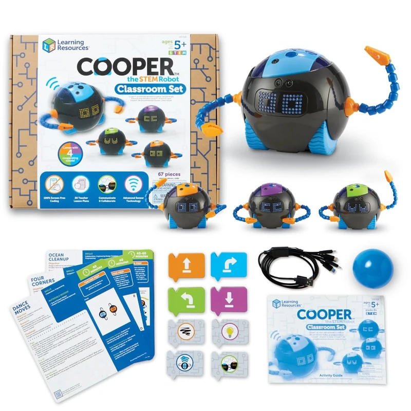Learning Resources Cooper the STEM Robot Classroom Set, Kids Gift Set, STEM Set, Robotics Kit, Coding Robot, Coding Toys for Kids, Ages 5+