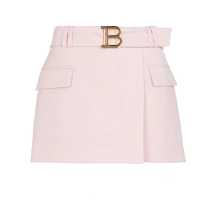 Balmain Pre-Loved Pink Belted Mini Skirt