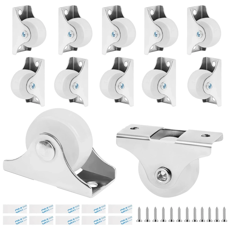 Flintronic Wheels for Furniture, 12PCS Small Castor Wheel, Fixed Heavy Duty Castors wheels, Low Profile Self-Adhesive Caster-Wheels, Trolley-Wheel for Small Appliances, Luggage, Drawer, Carts