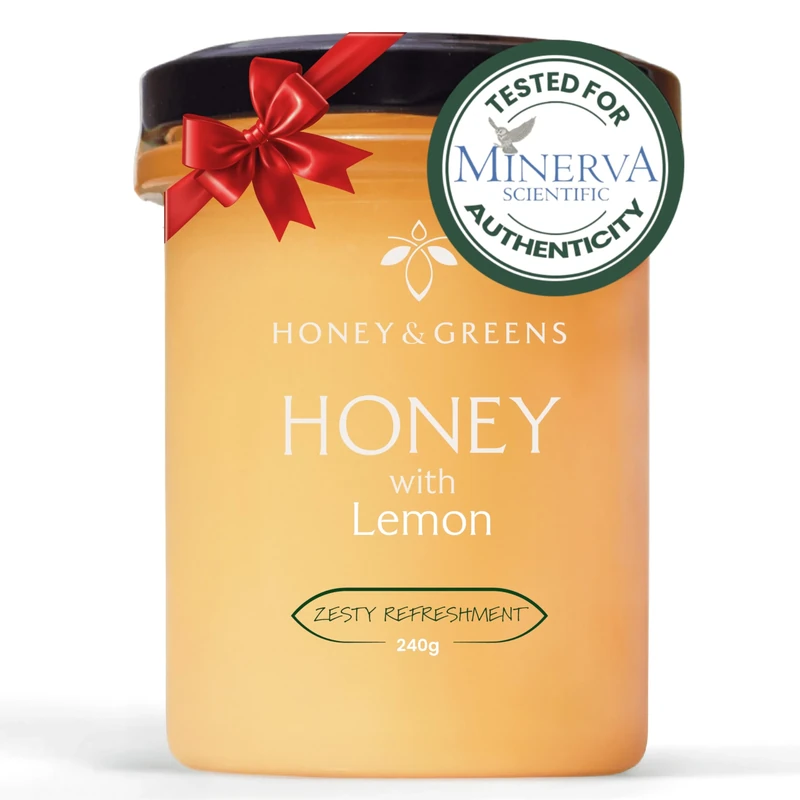 British Honey with Lemon – Raw, Pure & Natural | Unpasteurised Honey with Lemon (240g) – Certified Authentic, 0% Added Sugar