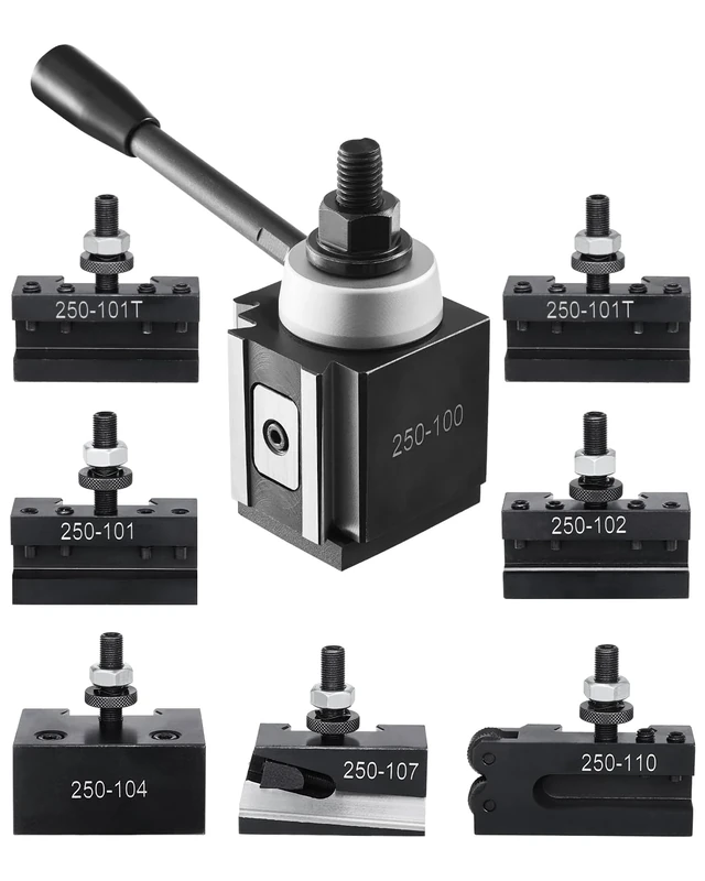 VEVOR Quick Change Tool Post Set, 8 Pcs, Includes Lathe Tool Holders, Wedge Type Tool Post with Turning Tool Holder Accessories, Fit for Mini Lathe & Metal Lathe 6"-12" Swing, Durable Steel Material