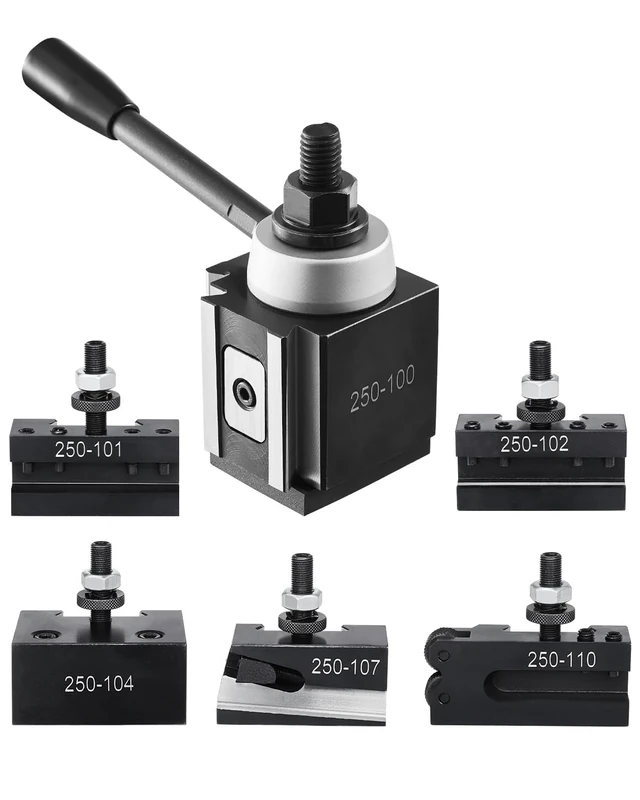 VEVOR Quick Change Tool Post Set, 6 Pcs, Includes Lathe Tool Holders, Wedge Type Tool Post with Turning Tool Holder Accessories, Fit for Mini Lathe & Metal Lathe 6"-12" Swing, Durable Steel Material