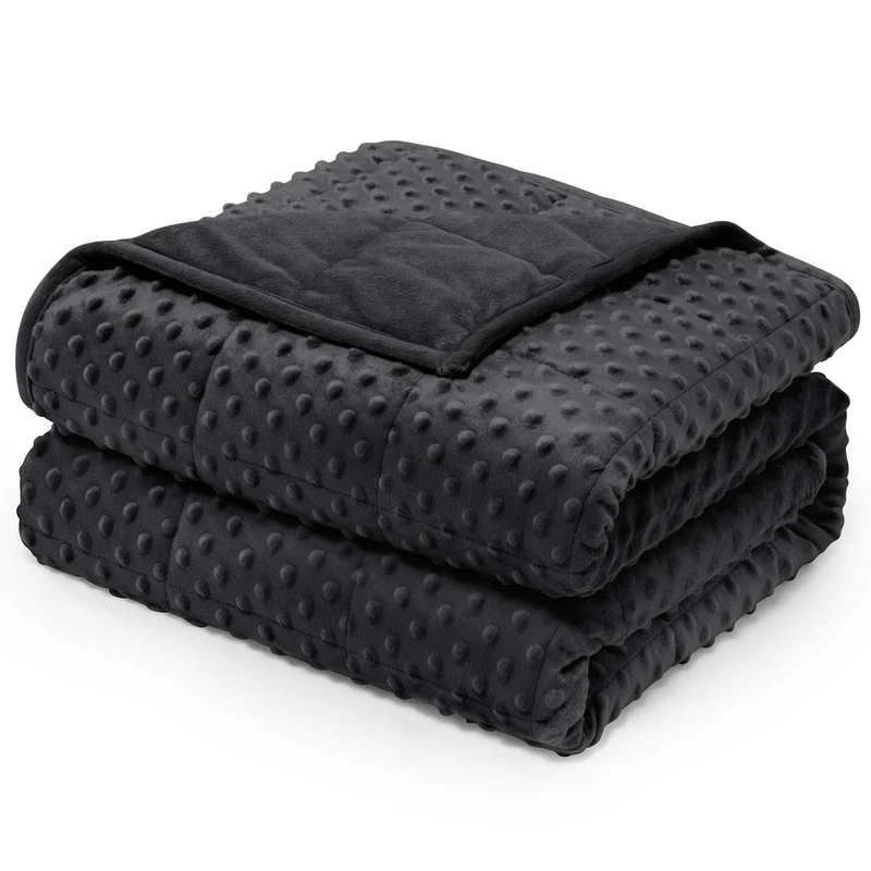 Wemore Minky Dot Weighted Blanket for Adults 15 lbs King Size 80"x87" Black