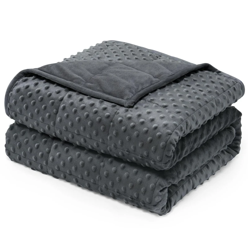 Wemore Minky Weighted Blanket for Adults 15lbs Queen Size 60"x80" Dark Grey
