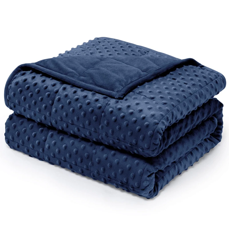 Wemore Minky Weighted Blanket for Adults 20lbs Queen Size 60"x80" Navy Blue