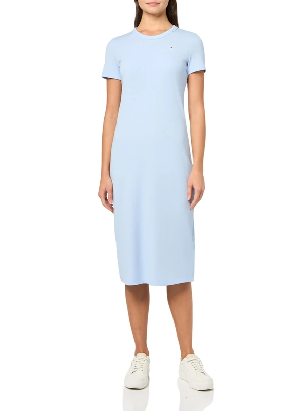 Tommy Jeans Women's Bodycon Midi Dress with Logo Detail, Sweet Blue, XS - Image 1