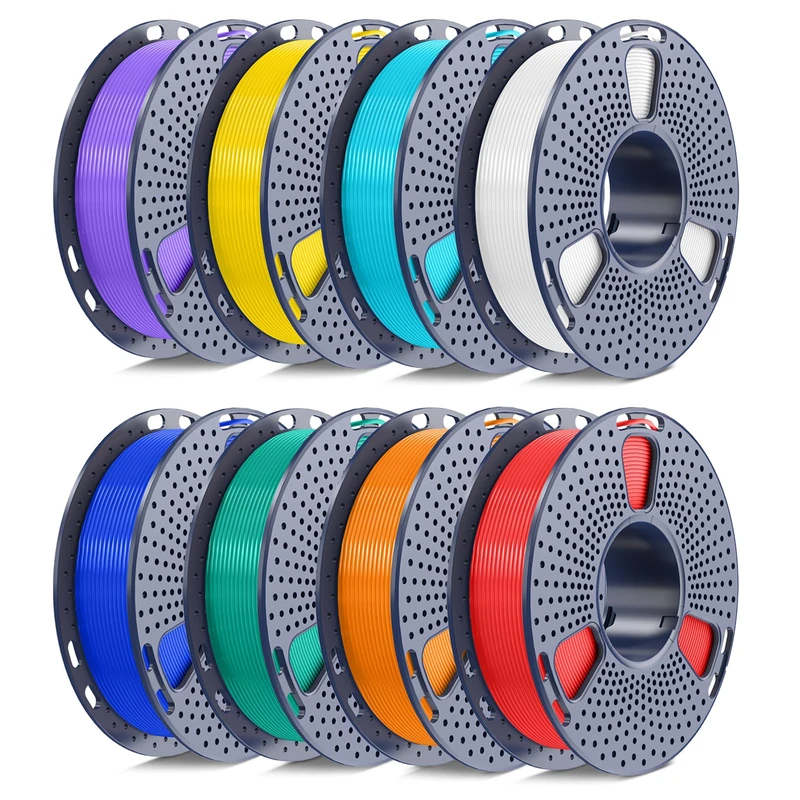 250g PLA Filament 1.75mm Beginner Bundle, 3D Printer Filament Neatly Wound, Individually Vacuum Packed, 250g Spool, 8 Rolls, White+Red+Orange+Yellow+Green+Blue+Cyan+Purple