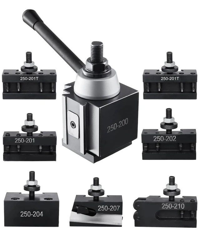 VEVOR Quick Change Tool Post Set, 8 Pcs, Includes Lathe Tool Holders, Wedge Type Tool Post with Turning Tool Holder Accessories, for Mini Lathe & Metal Lathe 10"-15" Swing, Durable Steel Material