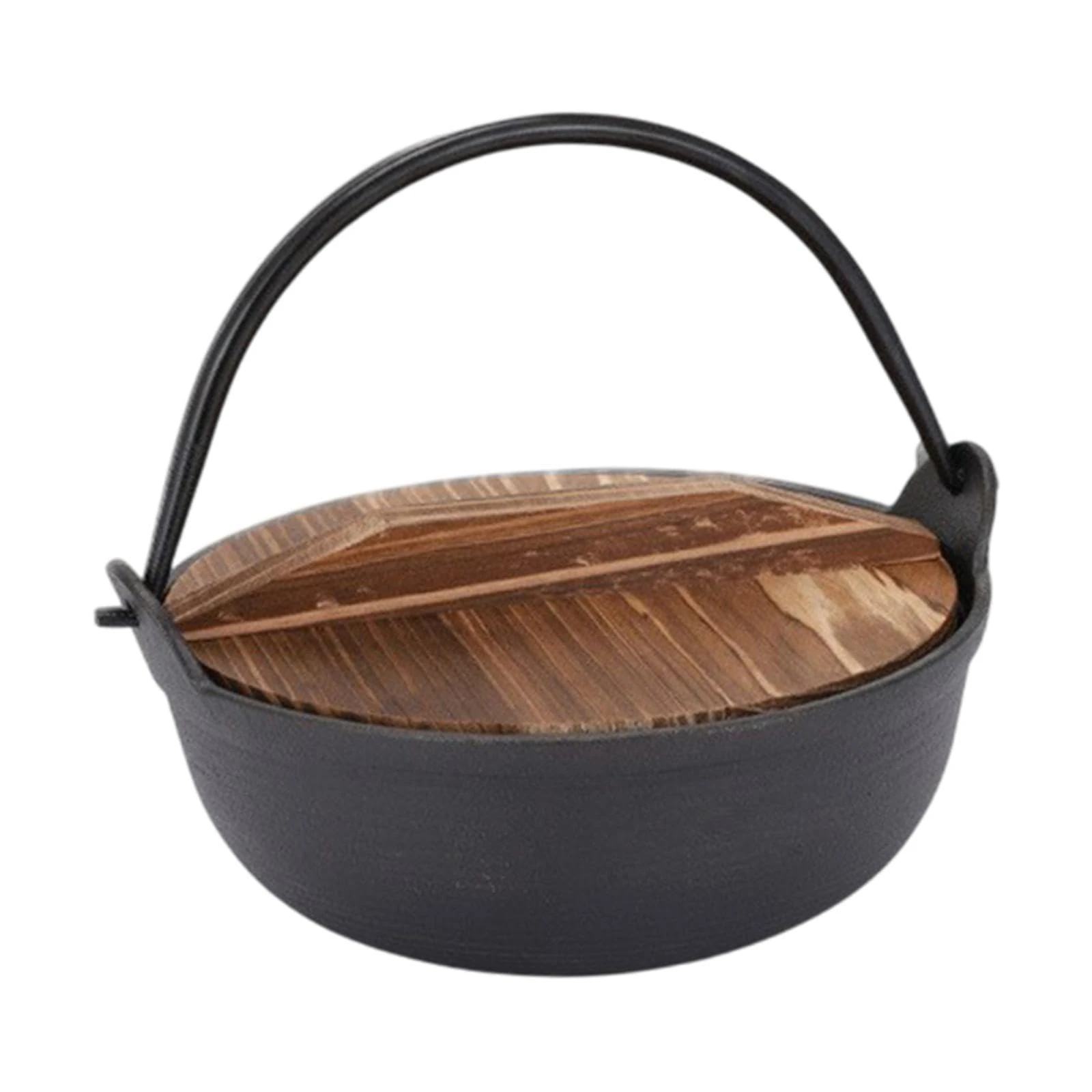 EHJRE Cast Iron Dutch Oven with Wooden Lid for Outdoor Use And Camping, Multi, 19 cm Diameter
