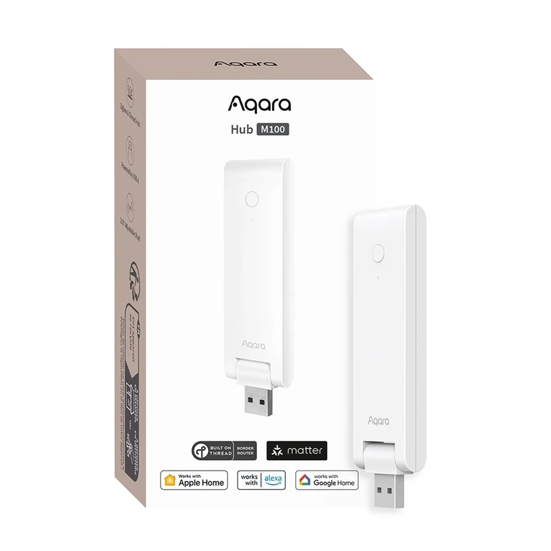 Aqara Smart Hub M100 for Automation, Matter Controller, Thread Border Router, Features Aqara Zigbee (Not third-party), Wi-Fi, Supports Amazon Alexa, Apple Homekit, Google Home, SmartThings, IFTTT