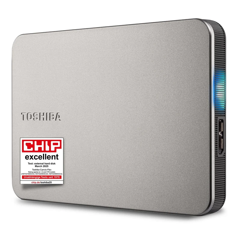 Toshiba Canvio Flex 2TB – Portable 2.5’’ External Hard Drive (HDD) for Mac, Windows PC, Smartphone and Tablet Use, Compatible with Most USB-C and USB-A Devices, Warm Silver (HDTX220ESCAA)