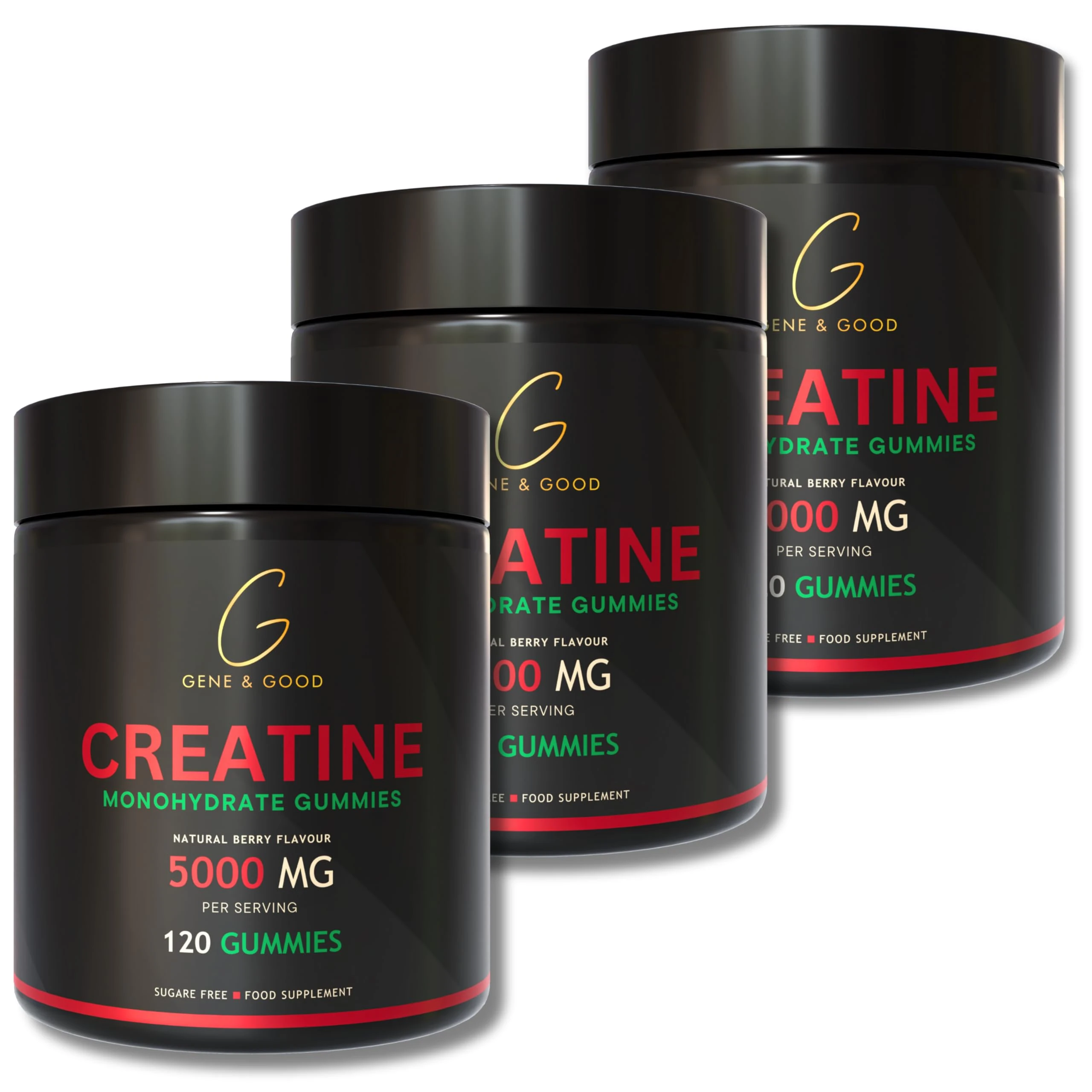 Gene & Good® Creatine Monohydrate Gummies 5000mg- 120 Gummy - Mixed Berry Flavor - Pre-Workout Creatine Gummies for Men & Women - Vegan, Halal, Gluten-Free - Ideal for Active Lifestyles (3 Pack)