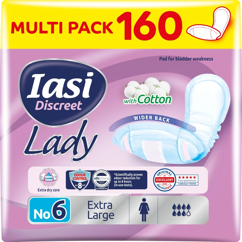 IASI Discreet Lady Lightweight Moderate Female Urinary Leak Pads Extra Large Size 160 Units
