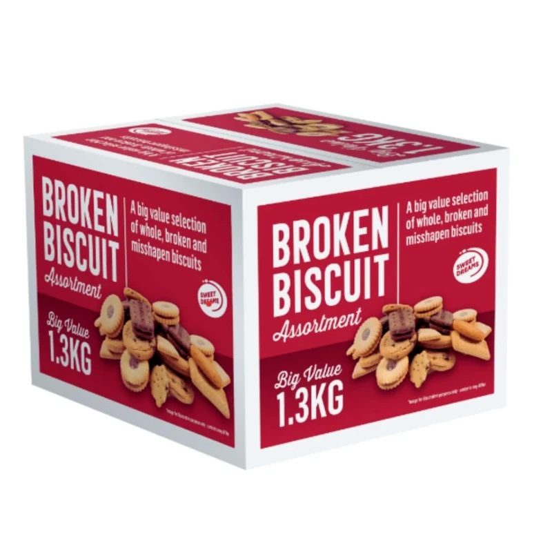 Assorted Broken Biscuits Misfit Value Box - Mixed Snacks 1.3kg Bulk Pack for Office Sharing, Family Gatherings & Tea Time Treats | Some whole, Many broken, Some crumbs | Bourbon, Malted Milk, Cookies